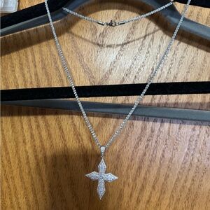 Elegant moissanite Cross Pendant Necklace